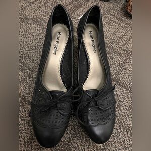 Hush Puppies Women's Black Lace-Up Flats